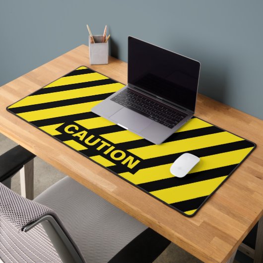 WAARSCHUWING Geel en Zwart Gestreept Bureaumat (Kantoor 2)