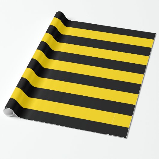Waarschuwing Geel en zwart Let op Striped Cadeaupapier (Uitgerold)