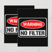 Waarschuwing Geen Filter Grappige Sarcastische Pun (Voorkant / Achterkant)