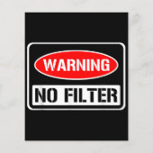 Waarschuwing Geen Filter Grappige Sarcastische Pun (Achterkant)