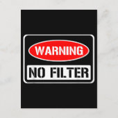 Waarschuwing Geen Filter Grappige Sarcastische Pun Informatiekaartje (Achterkant)