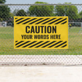 Waarschuwing Gele zwarte strepen alle tekst Spandoek (Insitu)
