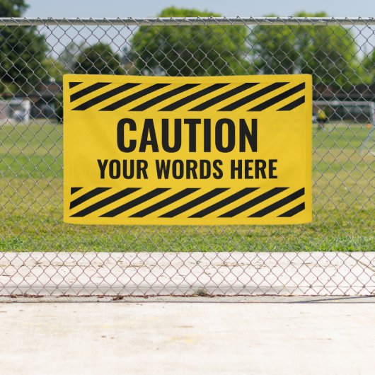 Waarschuwing Gele zwarte strepen alle tekst Spandoek (Insitu)