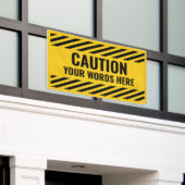 Waarschuwing Gele zwarte strepen alle tekst Spandoek (Buitenkant Gebouw)