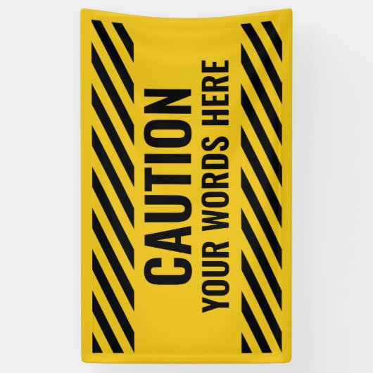 Waarschuwing Gele zwarte strepen alle tekst Spandoek (Verticaal)