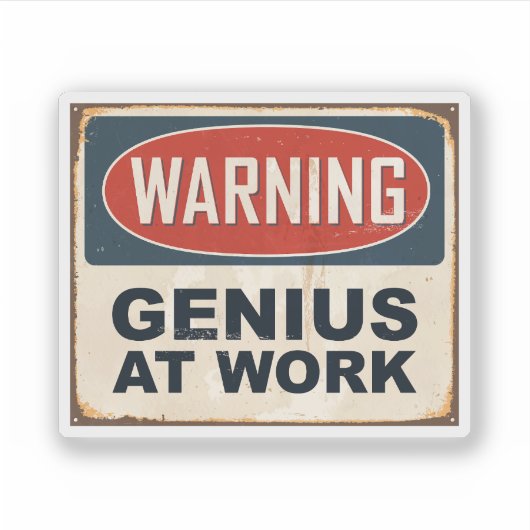 Waarschuwing Genius op het werk Sticker (Voorkant)