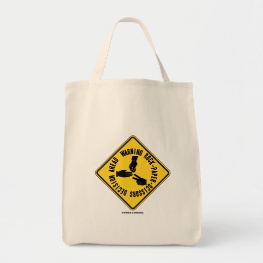 Waarschuwing: gesteentepapier met schaarste, beslu tote bag (Voorkant)