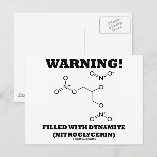 Waarschuwing! Gevuld met dynamiet (nitroglycerine) Briefkaart (Voorkant / Achterkant)