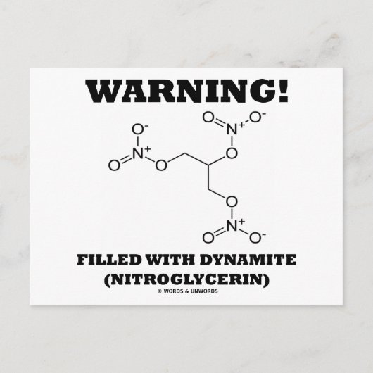Waarschuwing! Gevuld met dynamiet (nitroglycerine) Briefkaart (Voorkant)