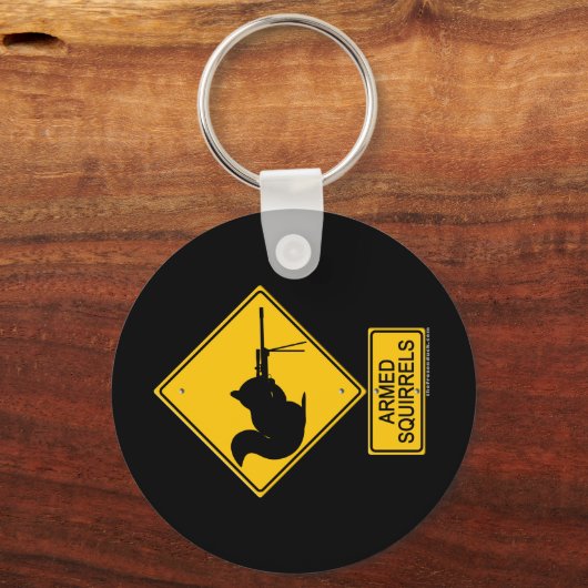 Waarschuwing gewapende eekhoorns sleutelhanger (Voorkant)
