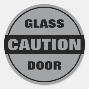 Waarschuwing Glazen Deur - Zwart en Grijs Ronde Sticker