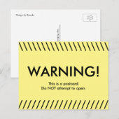 Waarschuwing! Grappig geel briefkaart over briefka (Voorkant / Achterkant)