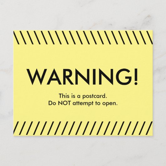 Waarschuwing! Grappig geel briefkaart over briefka (Voorkant)