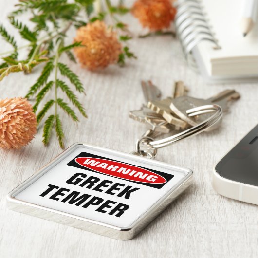 Waarschuwing Griekse temperatuur Sleutelhanger (Zijkant)