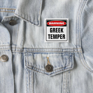 Waarschuwing Griekse temperatuur Vierkante Button 5,1 Cm