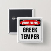 Waarschuwing Griekse temperatuur Vierkante Button 5,1 Cm (Voorkant /achterkant)