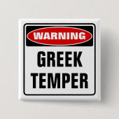 Waarschuwing Griekse temperatuur Vierkante Button 5,1 Cm (Voorkant)