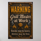 Waarschuwing, Grill Meester aan het Werk Poster (Voorkant)