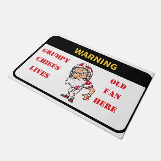 Waarschuwing Grumpy Old Chiefs Fan woont hier deur Deurmat (Schuin)