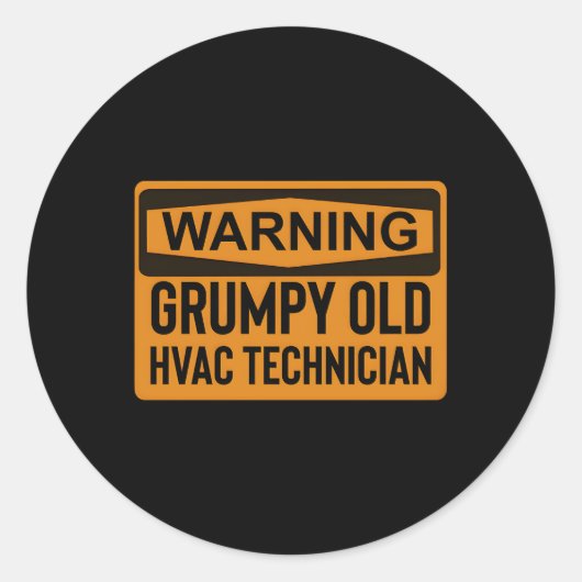 Waarschuwing Grumpy Old Hvac-technicus Ronde Sticker (Voorkant)