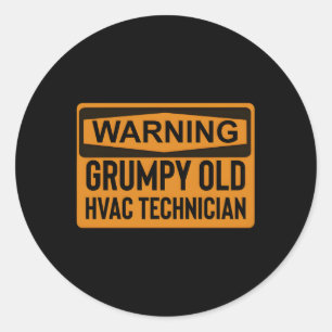 Waarschuwing Grumpy Old Hvac-technicus Ronde Sticker