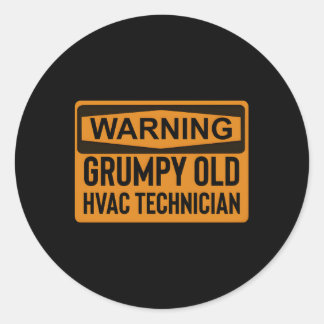 Waarschuwing Grumpy Old Hvac-technicus Ronde Sticker