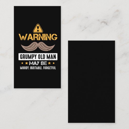 Waarschuwing Grumpy Old Man Bad Mood Forgetful Irr Visitekaartje (Voorkant / Achterkant)