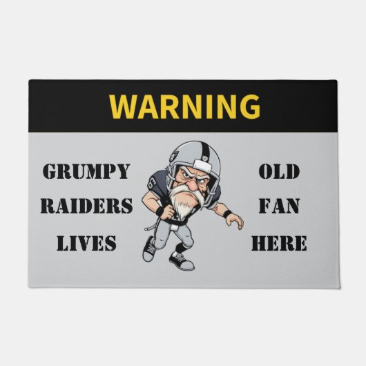 Waarschuwing Grumpy Old Raiders Fan woont hier Deurmat (Voorkant)