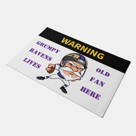 Waarschuwing Grumpy Old Ravens Fan woont hier Deurmat (Schuin)
