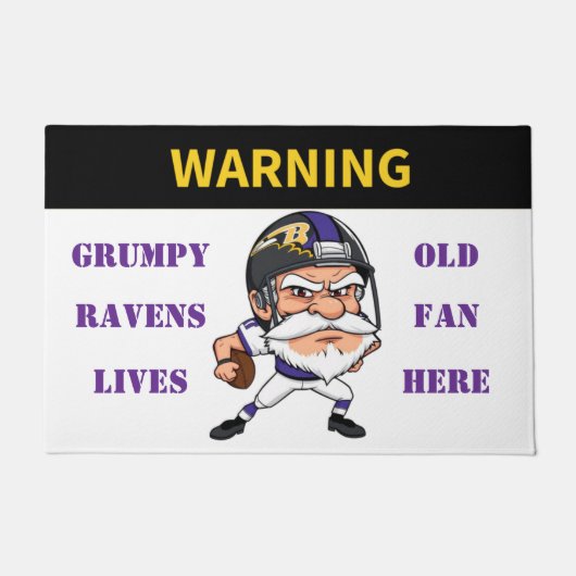 Waarschuwing Grumpy Old Ravens Fan woont hier Deurmat (Voorkant)