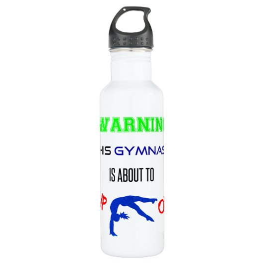 Waarschuwing Gymnast Flip Water Fles (Voorkant)