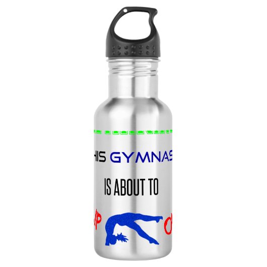 Waarschuwing Gymnast Flip Water Fles (Voorkant)
