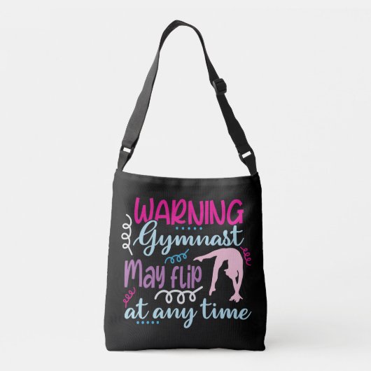 Waarschuwing Gymnast kan op elk moment omdraaien Crossbody Tas (Achterkant)