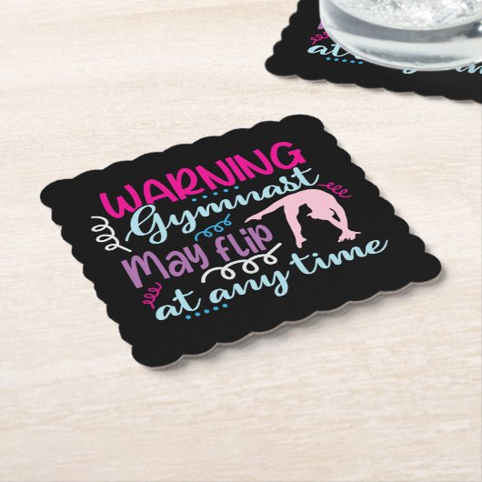 Waarschuwing Gymnast kan op elk moment omdraaien Kartonnen Onderzetters (Gebogen)