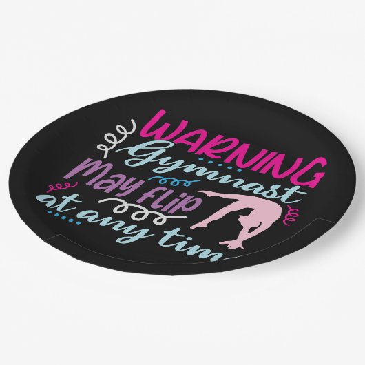 Waarschuwing Gymnast kan op elk moment omdraaien Papieren Bordje (Gekanteld)