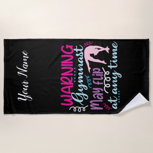 Waarschuwing Gymnast kan op elk moment omdraaien Strandlaken (Voorkant)