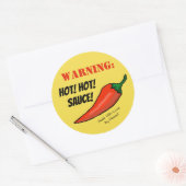 Waarschuwing: Heet! Zelfgemaakt Food Chili Pepper  Ronde Sticker (Envelop)