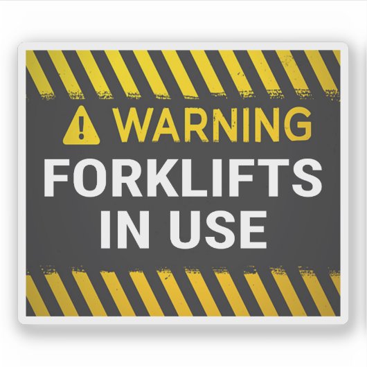 Waarschuwing heftrucks in gebruik sticker (Voorkant)