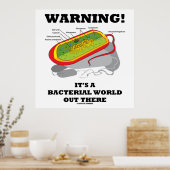 Waarschuwing! Het is een bacteriële wereld daarbui Poster (Keuken)