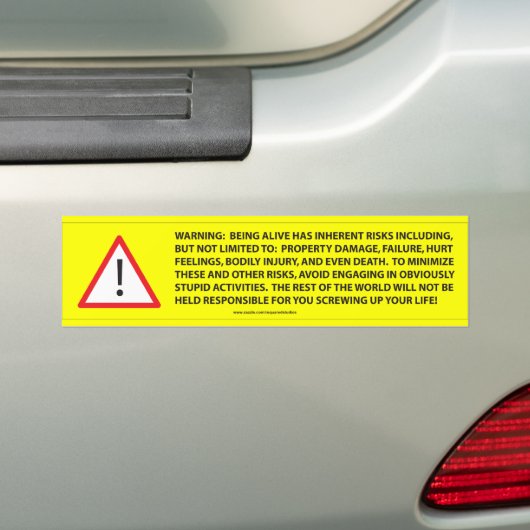 WAARSCHUWING: Het leven heeft risico's Bumpersticker (Op auto)
