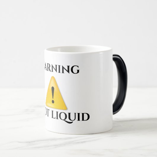 Waarschuwing: hete vloeistof magische mok (Voorkant rechts)