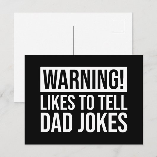 Waarschuwing! Hij vertelt papa Jokes Briefkaart (Voorkant / Achterkant)