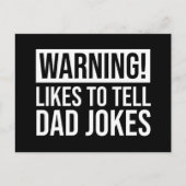 Waarschuwing! Hij vertelt papa Jokes Briefkaart (Voorkant)