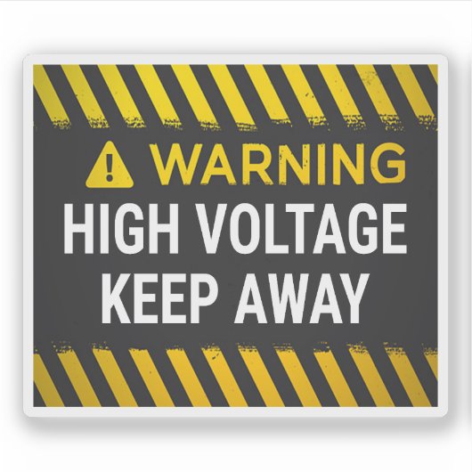 Waarschuwing Hoge Spanning Blijf Weg Bord Sticker (Voorkant)
