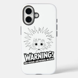 Waarschuwing! Hoge Spanning, Lage Geduld, Geen Fil iPhone 16 Hoesje
