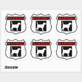 WAARSCHUWING HOND GLANZENDE VIERKANTE STICKER (Vel)