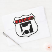WAARSCHUWING HOND GLANZENDE VIERKANTE STICKER (Envelop)