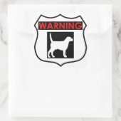 WAARSCHUWING HOND GLANZENDE VIERKANTE STICKER (Tas)