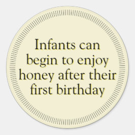 Waarschuwing honing Baby donker amberkleurige stic Ronde Sticker