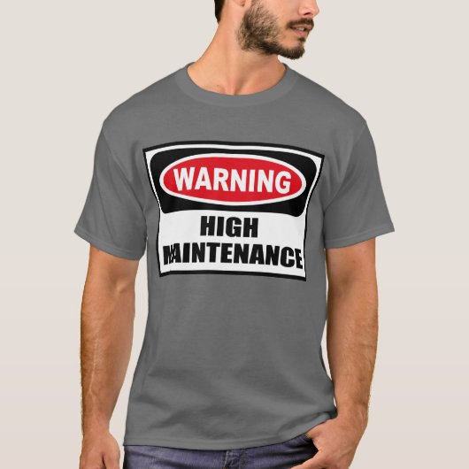 Waarschuwing HOOG ONDERHOUD Mannen Donkere T-shirt (Voorkant)